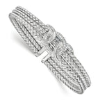 Leslie's Sterling Silver Rhodium-plated CZ Woven Cuff