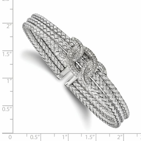 Leslie's Sterling Silver Rhodium-plated CZ Woven Cuff - Image 2