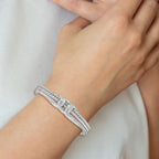 Leslie's Sterling Silver Rhodium-plated CZ Woven Cuff - Image 3