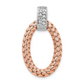 Leslie's Sterling Silver RH-plate Rose Gold-plate CZ Braided Oval Pendant
