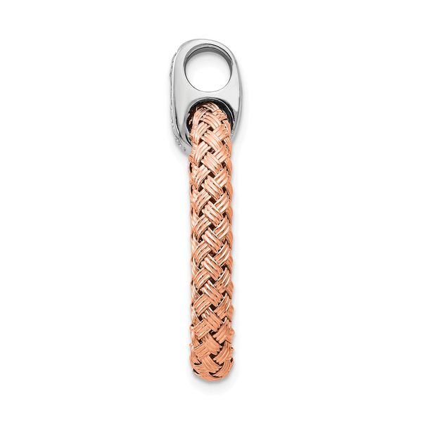 Leslie's Sterling Silver RH-plate Rose Gold-plate CZ Braided Oval Pendant - Image 2