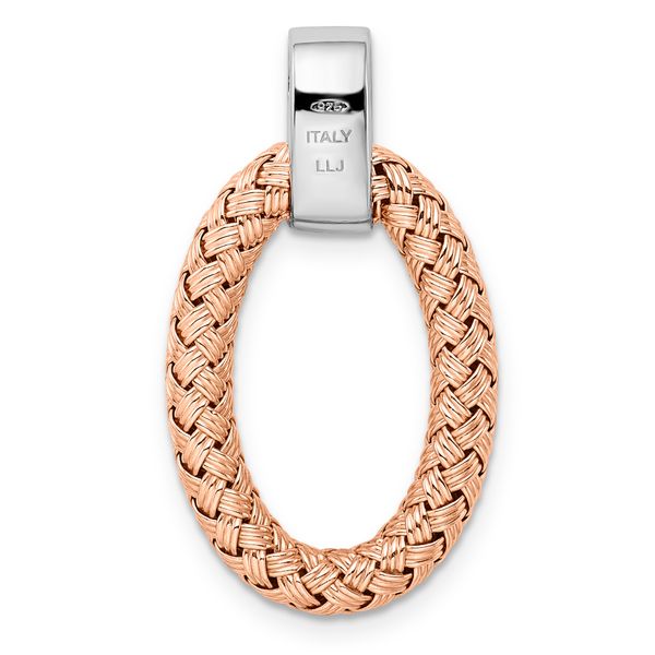 Leslie's Sterling Silver RH-plate Rose Gold-plate CZ Braided Oval Pendant - Image 3