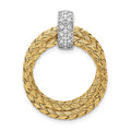 Leslie's Sterling Silver Rhodium-plated Gold-plated CZ Braided Pendant