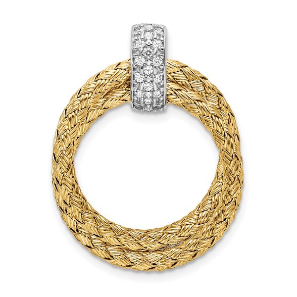 Leslie's Sterling Silver Rhodium-plated Gold-plated CZ Braided Pendant