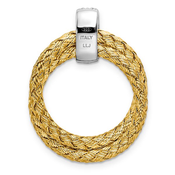 Leslie's Sterling Silver Rhodium-plated Gold-plated CZ Braided Pendant - Image 3