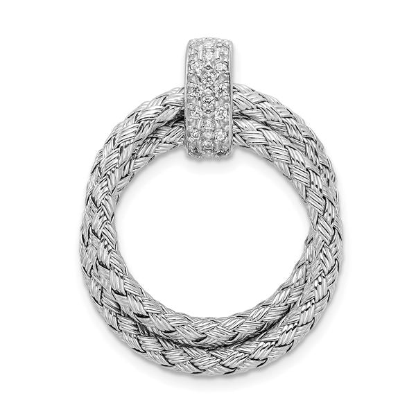Leslie's Sterling Silver Polished with CZ Braided Pendant