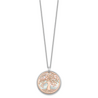 Leslie's Sterling Silver & Rose-tone MOP Tree of Life w/1in ext. Necklace - Image 2