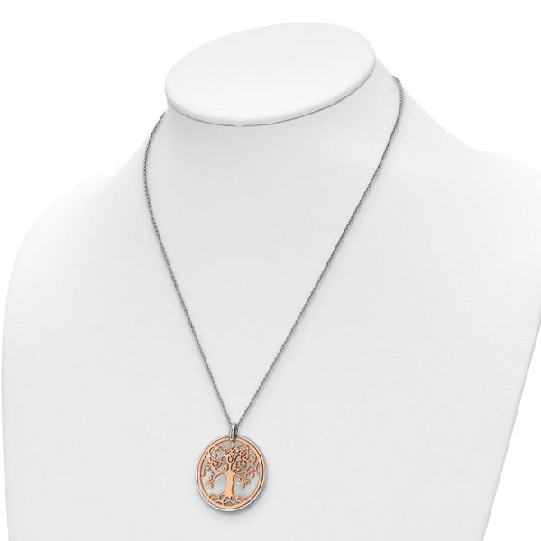 Leslie's Sterling Silver & Rose-tone MOP Tree of Life w/1in ext. Necklace - Image 3