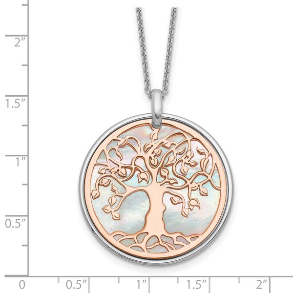 Leslie's Sterling Silver & Rose-tone MOP Tree of Life w/1in ext. Necklace - Image 4