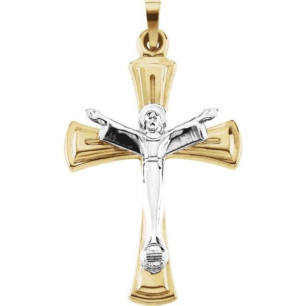 Two-Tone Risen Christ Crucifix Pendant
