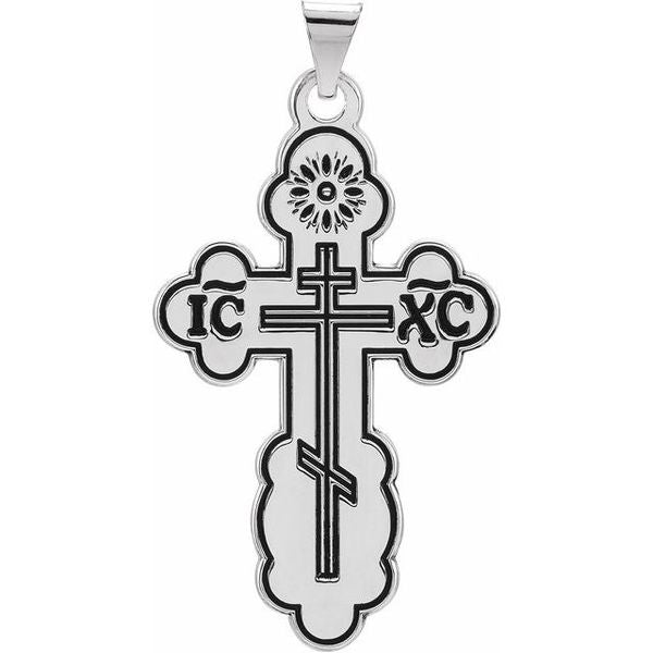 Orthodox Cross Pendant with Black Inlay