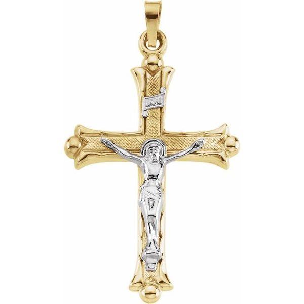 Two-Tone Hollow Crucifix Pendant