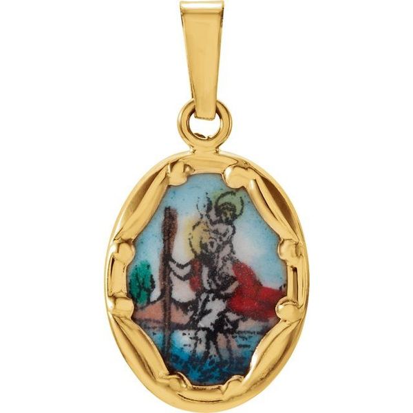 Hand Painted St. Christopher Porcelain Pendant