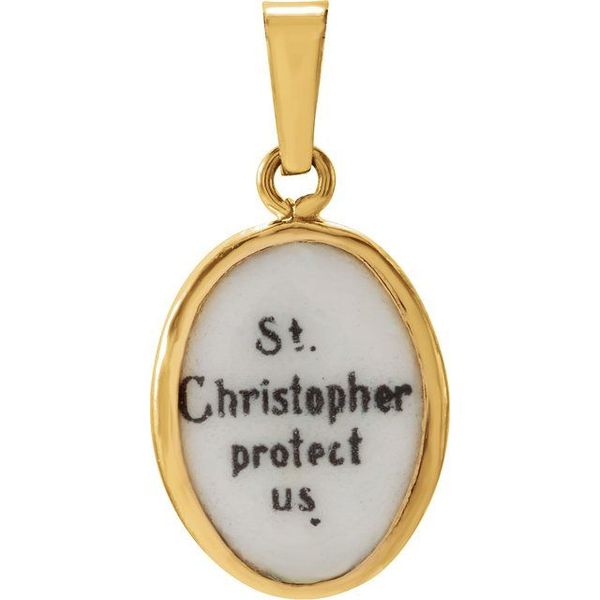 Hand Painted St. Christopher Porcelain Pendant - Image 3