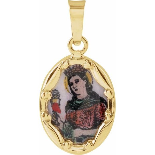 Hand Painted Porcelain St. Barbara Medal