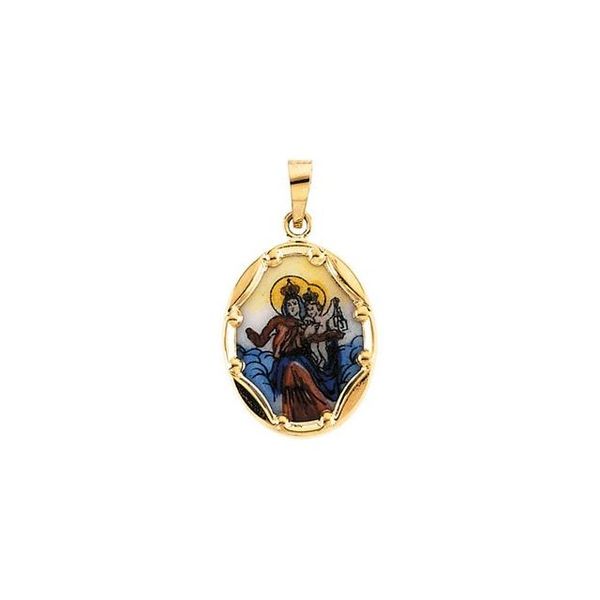 Hand Painted Scapular Porcelain Medal