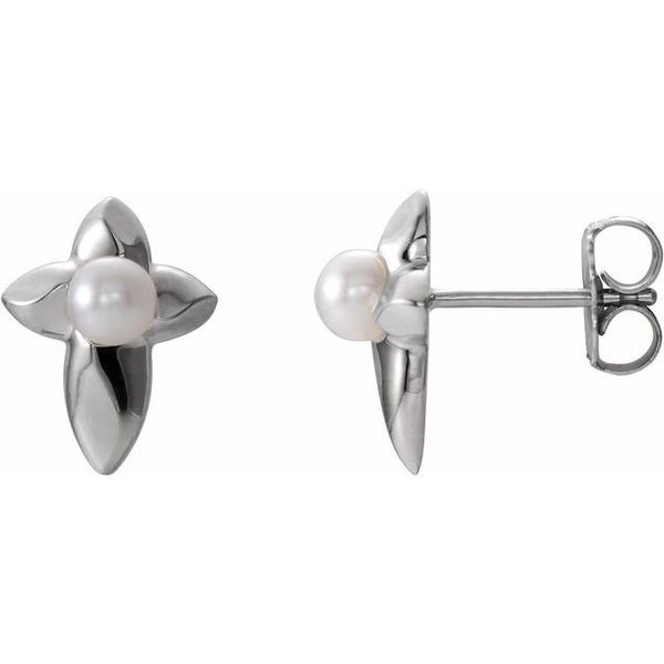 Pearl Cross Earrings
