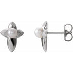 Pearl Cross Earrings