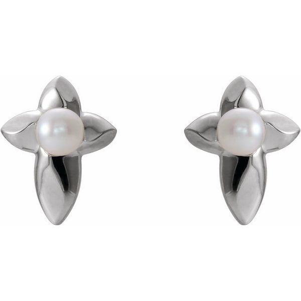 Pearl Cross Earrings - Image 2