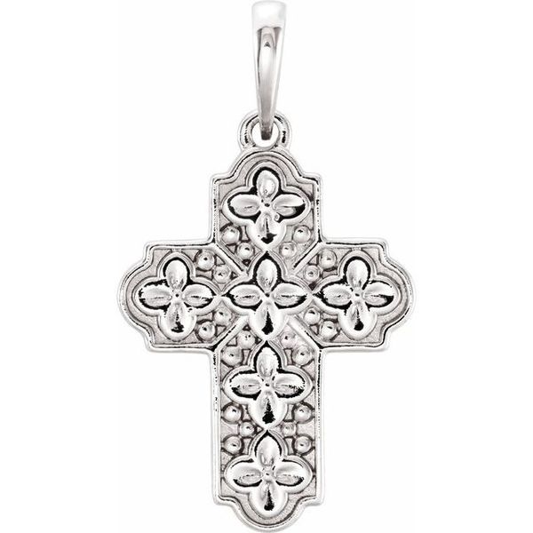 Ornate Floral-Inspired Cross Pendant