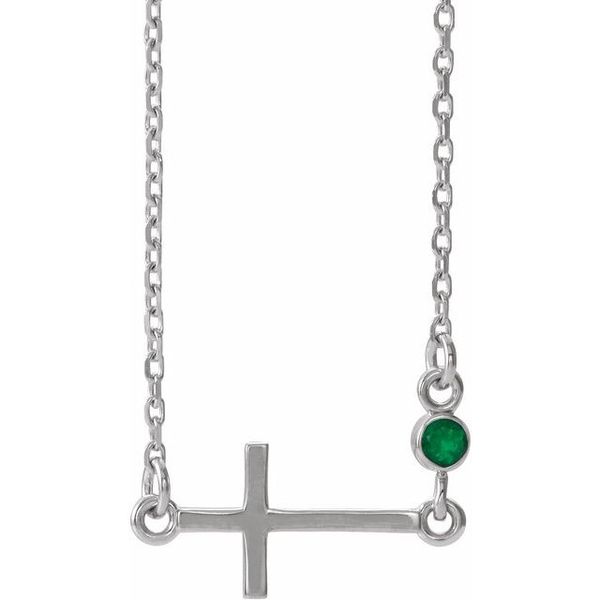 Accented Sideways Cross Necklace