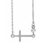 Accented Sideways Cross Necklace