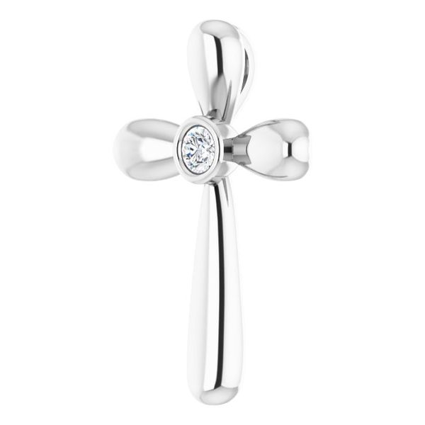 Solitaire Bezel-Set Cross Pendant - Image 2
