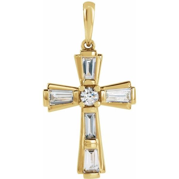 Accented Baguette Cross Pendant
