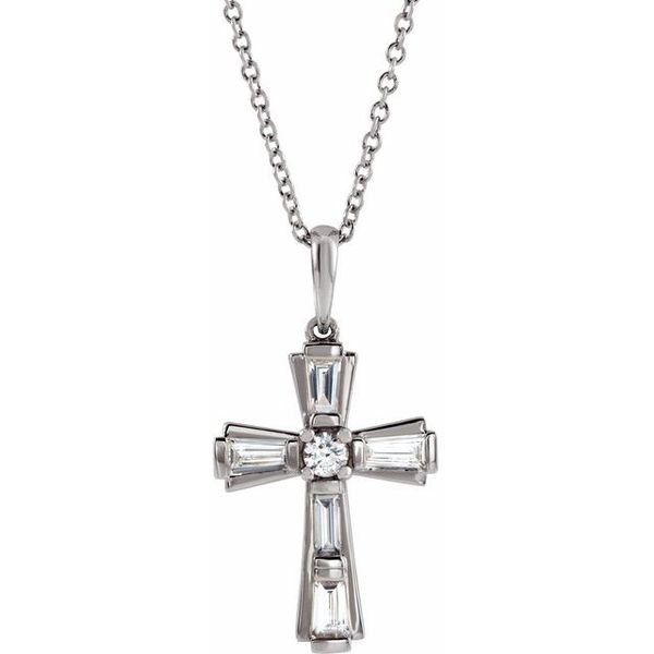 Accented Baguette Cross Necklace