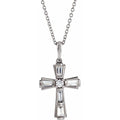 Accented Baguette Cross Necklace