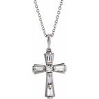 Accented Baguette Cross Necklace