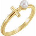 Pearl Sideways Cross Ring