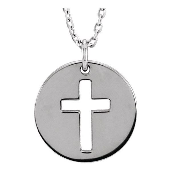 Pierced Cross Disc Necklace
