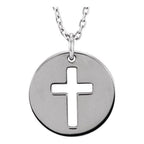Pierced Cross Disc Necklace