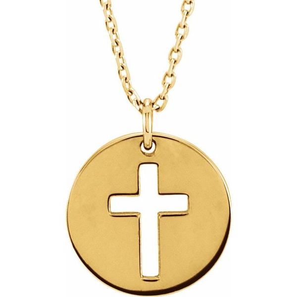 Pierced Cross Disc Necklace