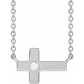 Pearl Sideways Cross Necklace