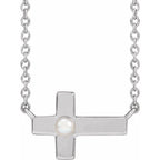 Pearl Sideways Cross Necklace