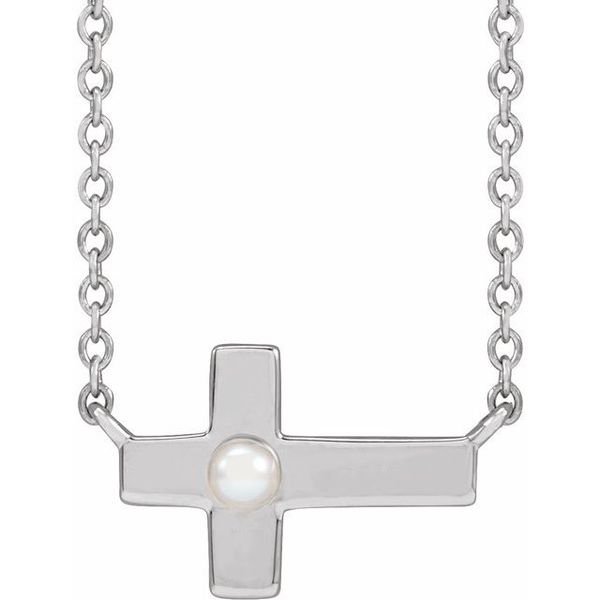 Pearl Sideways Cross Necklace