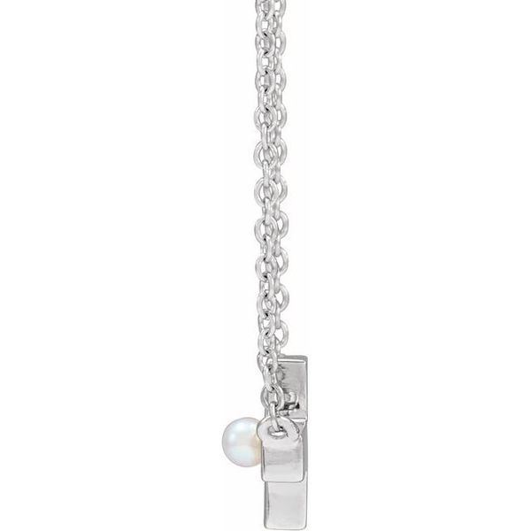 Pearl Sideways Cross Necklace - Image 2
