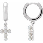 Pearl Cross Hoop Earrings