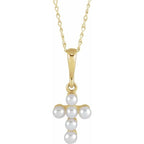 Pearl Youth Cross Necklace