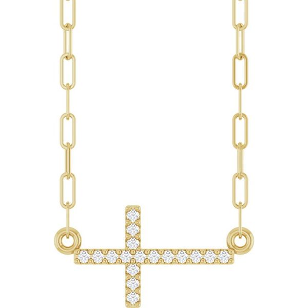 Accented Sideways Cross Necklace