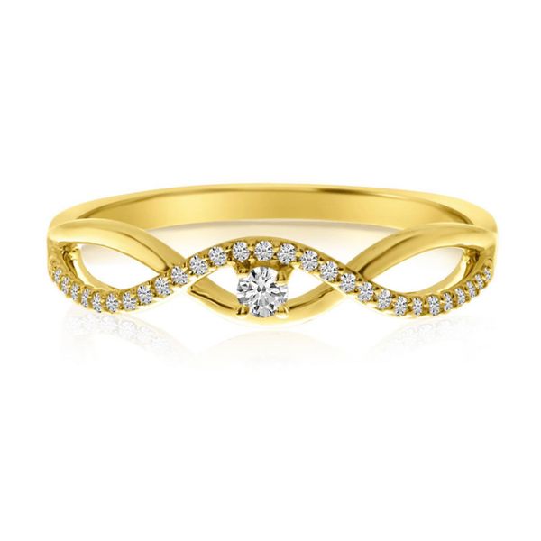 14K Yellow Gold Diamond Wave Stackable Ring