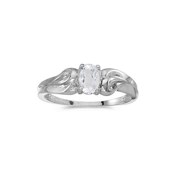 14k White Gold Oval White Topaz Ring