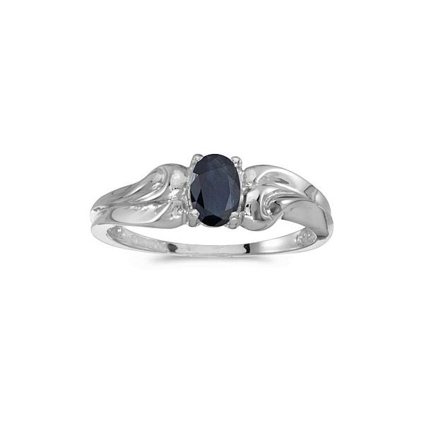 14k White Gold Oval Sapphire Ring