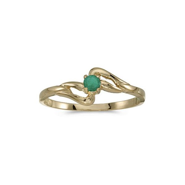 10k Yellow Gold Round Emerald Ring