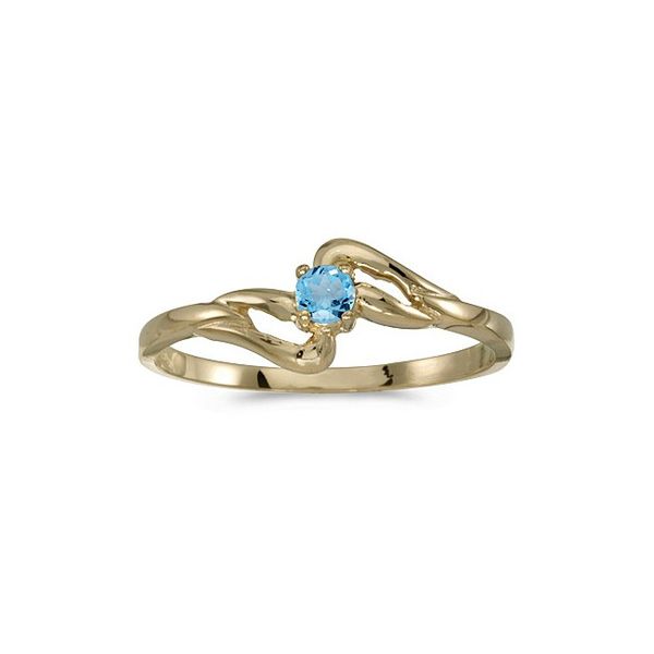 10k Yellow Gold Round Blue Topaz Ring