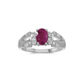 10k White Gold Oval Ruby And Diamond Ring