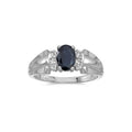 10k White Gold Oval Sapphire And Diamond Ring