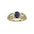 14k Yellow Gold Oval Sapphire And Diamond Ring